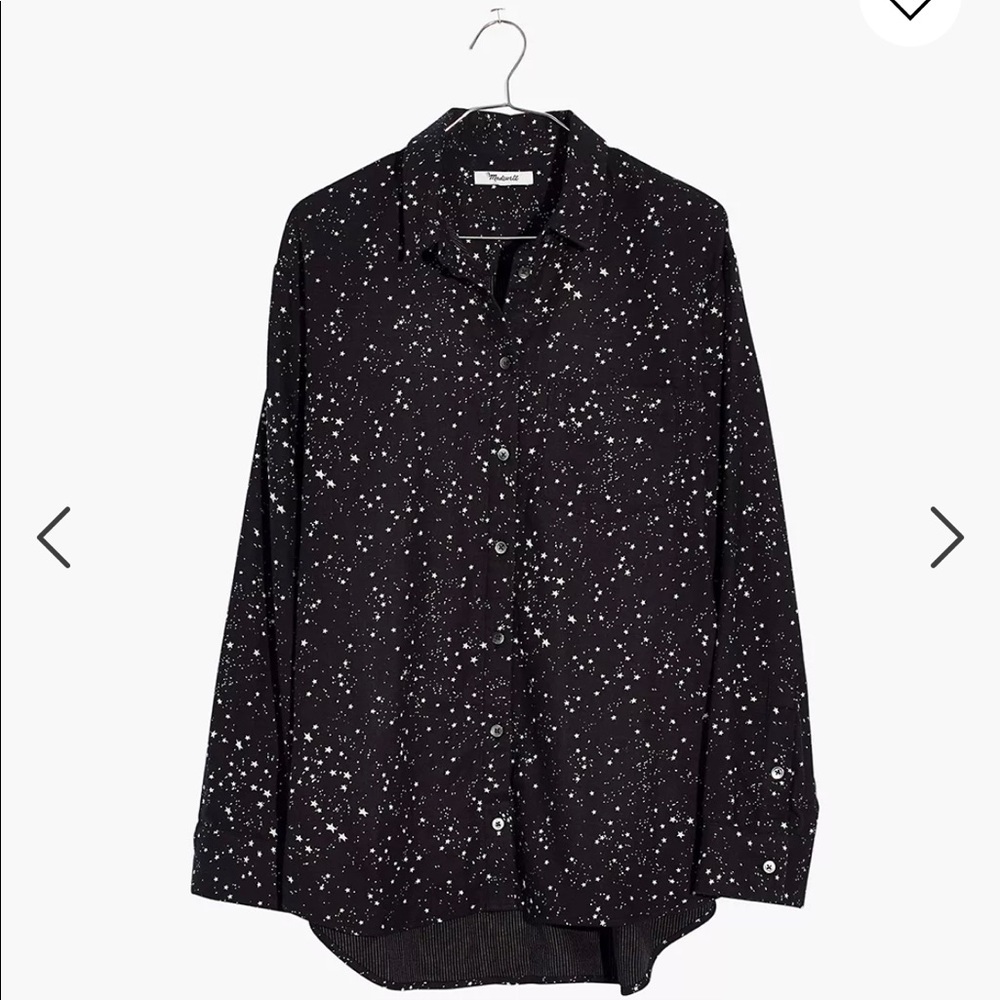Madewell ex boyfriend night sky star flannel button down shirt top